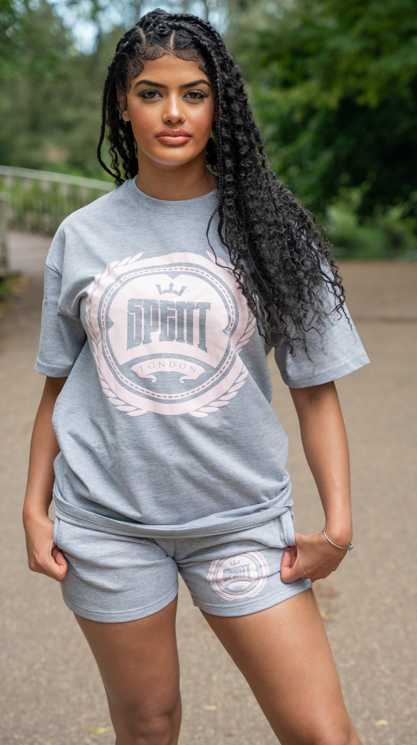 Women’s Grey T-Shirt & Shorts Set
