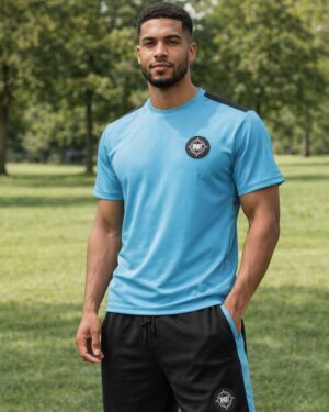 Trendy Blue Gym Set Stretch Dry Fit -2P Trendy Blue Gym Set Stretch Dry Fit -2P